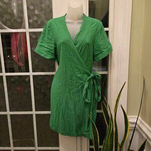 Emily McCarthy Green Belted Day Robe Wrap Dress Size XS